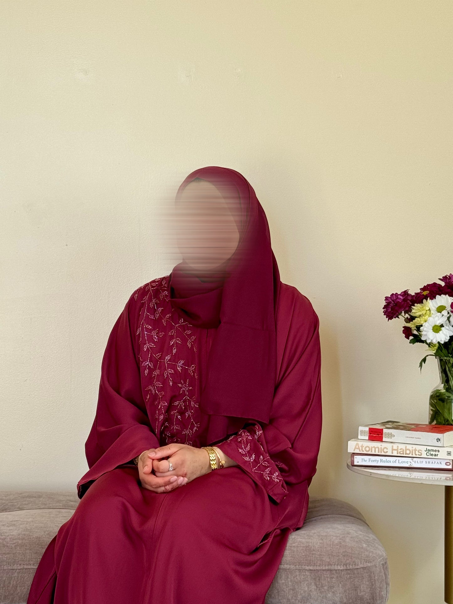 Husnaa Abaya in Cherry Red - (Closed Abaya)