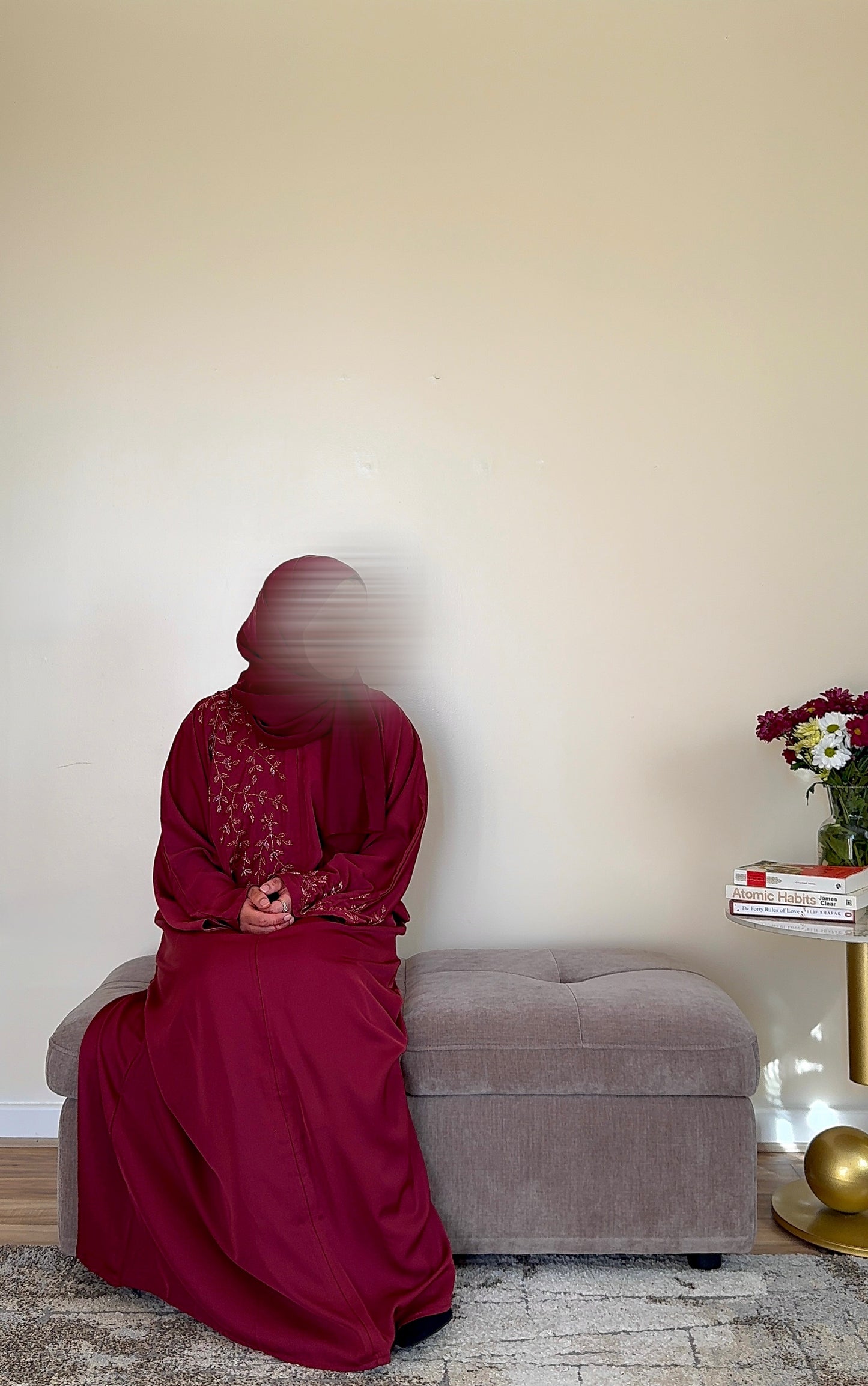 Husnaa Abaya in Cherry Red - (Closed Abaya)