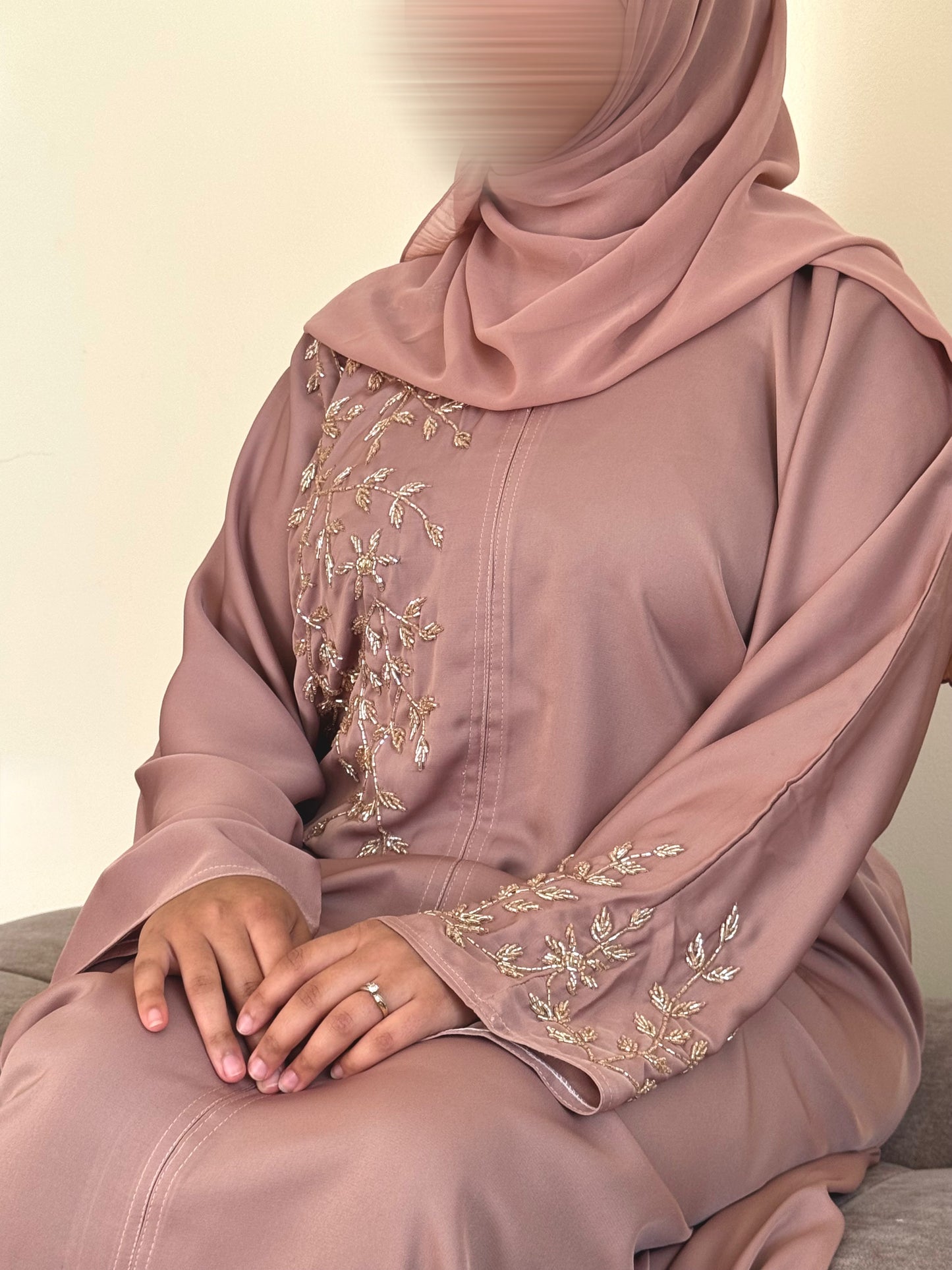 Husnaa Abaya in Blush Pink - (Closed Abaya)