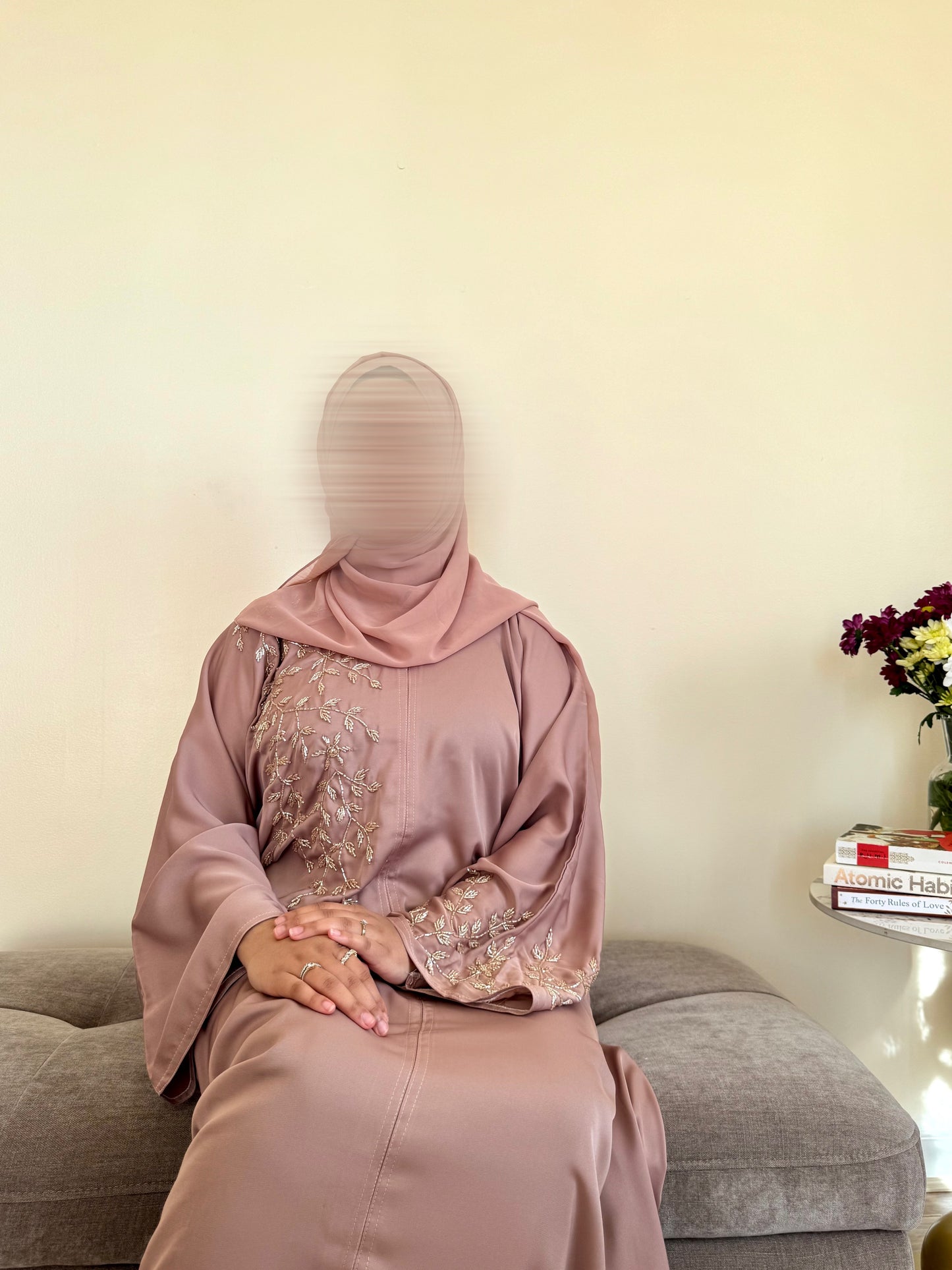 Husnaa Abaya in Blush Pink - (Closed Abaya)