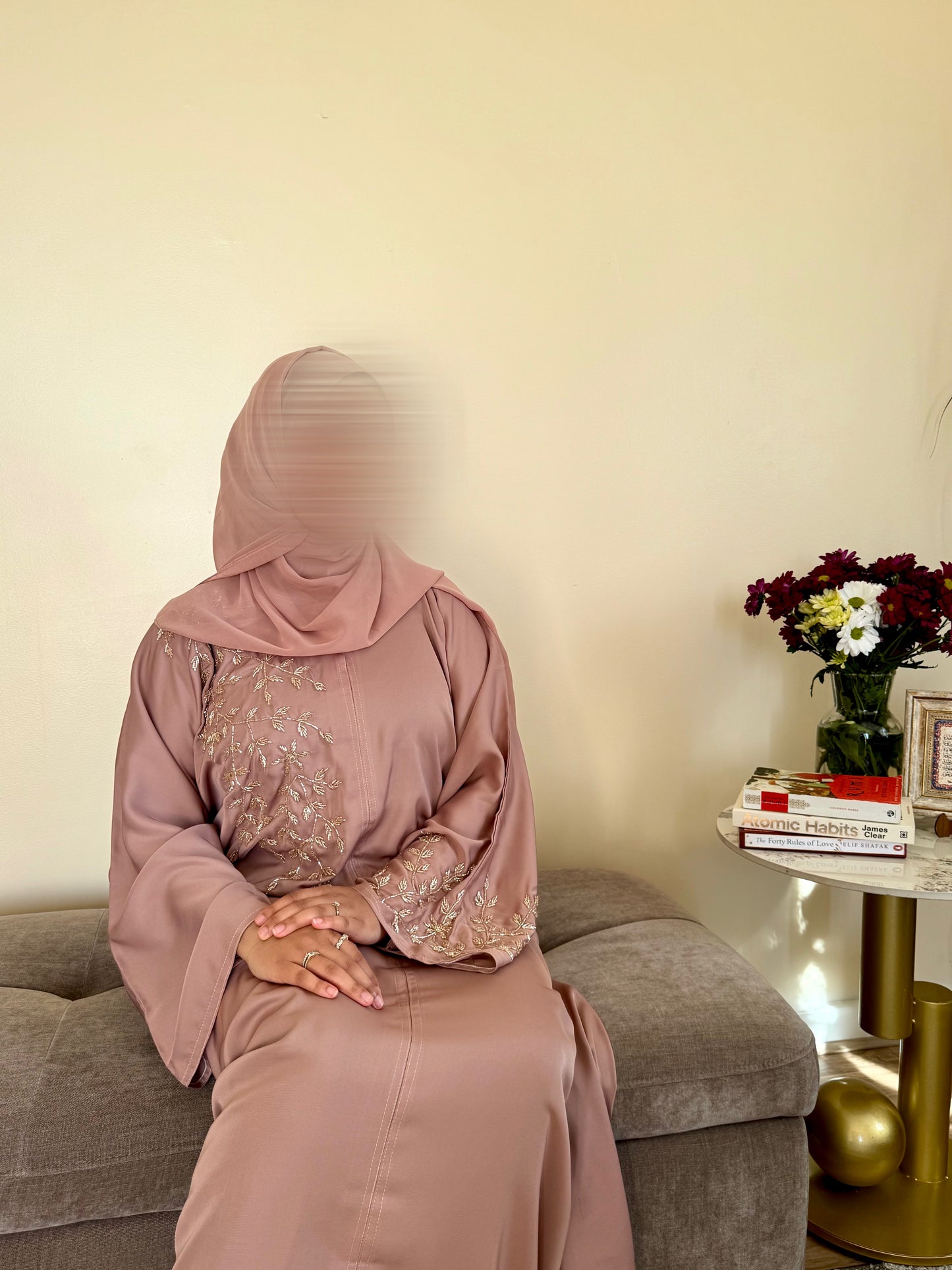 Husnaa Abaya in Blush Pink - (Closed Abaya)