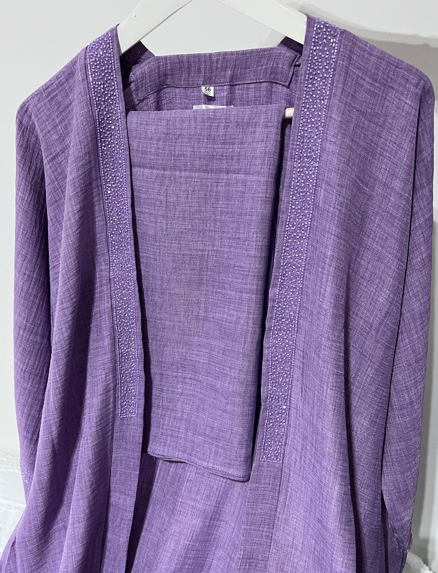 Purple Linen Abaya (light purple beads) (Clearance)
