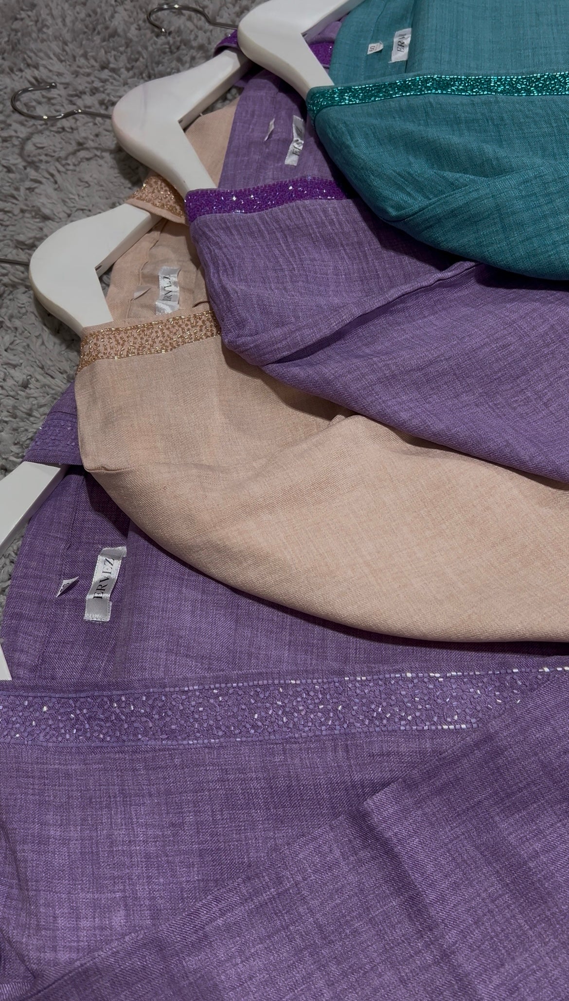 Purple Linen Abaya (dark purple beads)(Clearance)